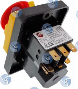 Bouton interrupteur urgence machine avec manque de tension - Interrupteur 3 pôles pour machine triphasé
