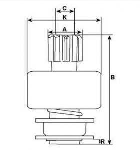 Lanceur compatible pour démarreur AUTOSTARTER POLAND SD3062 - Côtes et dimensions