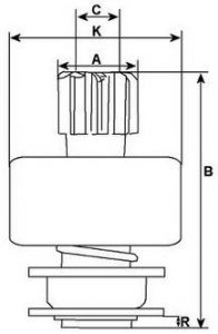 Lanceur compatible pour démarreur FORD 234773 - Côtes et dimensions