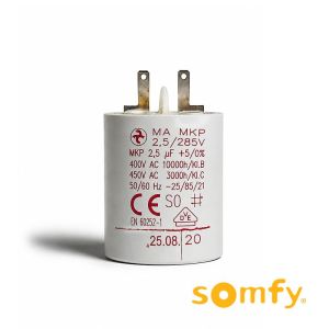 Condensateur permanent 2,5 µF pour moteur volet roulant SOMFY