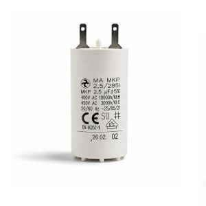 Condensateur permanent 2,5 µF pour moteurs volets roulants à cosses