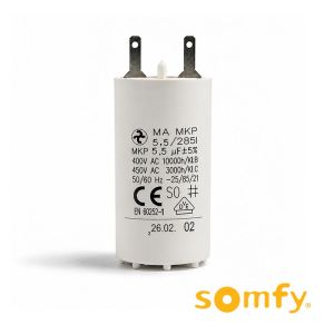 Condensateur permanent 5,5 µF pour moteur volet roulant SOMFY
