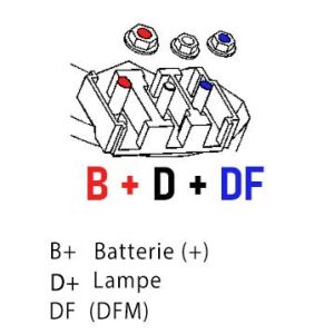 Alternateur compatible pour OPEL 93169030 - Schéma de branchement PL-BDDF