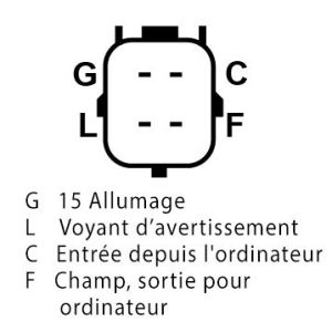 Alternateur compatible pour HONDA AHGA77 - Schéma de branchement de l'alternateur 116218