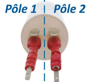 Condensateur permanent 1 µF à cosses pour moteur électrique ou pompe - Cosses adaptatrices vendues séparément