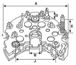 Pont de diode compatible pour alternateur DENSO 1002114530 - pont de diodes DENSO CAO1343062