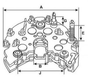Pont de diode compatible pour alternateur DENSO 0215804810 - Côtes et dimensions
