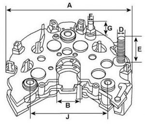 Pont de diode compatible pour alternateur FORD 235019 - Côtes et dimensions
