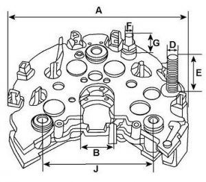 Pont de diode compatible pour alternateur AUTOSTARTER POLAND ARC0163 - Côtes et dimensions