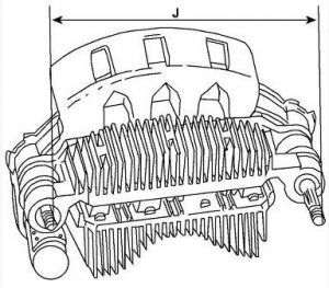 Pont de diode compatible pour alternateur MITSUBISHI A2TA1099 - Côtes et dimensions