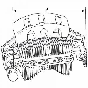 Pont de diode compatible pour alternateur MOBILETRON RM134 - Côtes et dimensions