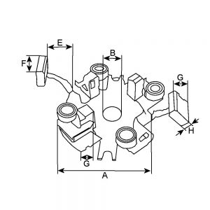 Porte balais compatible pour alternateur DENSO 1002117050 - vue 3