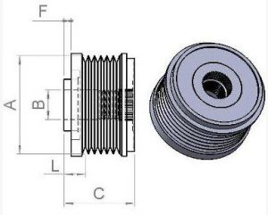 Poulie d'alternateur INA pour alternateur RENAULT 7701474326 - Côtes et dimensions