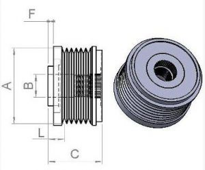 Poulie d'alternateur compatible pour alternateur ZEN 5437 - Côtes et dimensions