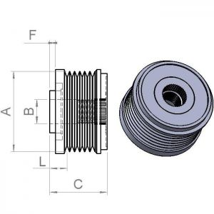 Poulie d'alternateur Ina pour alternateur VOLKSWAGEN 070903201C - Côtes et dimensions