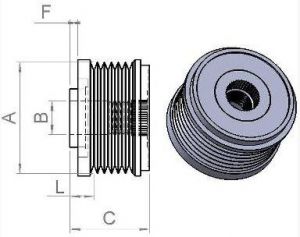 Poulie d'alternateur Ina pour alternateur FORD 1545138 - Côtes et dimensions