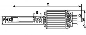 Induit compatible pour démarreur BOSCH 0001354016 - vue 2
