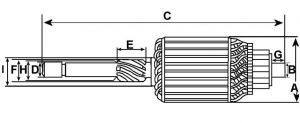 Induit compatible pour démarreur BOSCH 0001358049 - vue 2