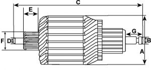 Induit compatible pour démarreur REMY (DELCO) 1109417 - vue 2