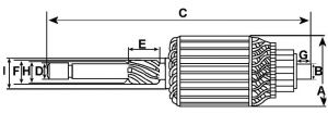 Induit compatible pour démarreur BOSCH 0001314015 - vue 2