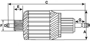 Induit compatible pour démarreur HITACHI S13105A - vue 2