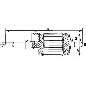 Induit compatible pour démarreur TOYOTA 2810028050 - vue 2
