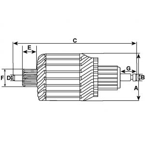 Induit compatible pour démarreur BOSCH 0001263016 - vue 3