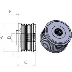 Poulie d'alternateur Ina pour alternateur AUTOSTARTER POLAND AFP3017 - vue 2