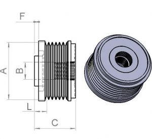 Poulie d'alternateur Ina pour alternateur BOSCH F000BL0458 - vue 2