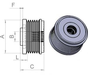 Poulie d'alternateur Litens pour alternateur VALEO 373202B000 - vue 2