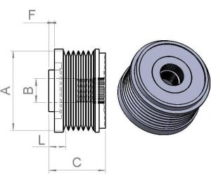 Poulie d'alternateur Ina pour alternateur OPEL 13579675 - vue 2