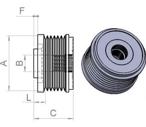 Poulie d'alternateur Ina pour alternateur VALEO 2618822 - vue 2