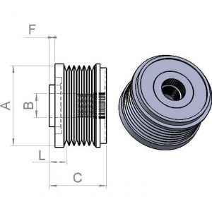 Poulie d'alternateur compatible pour alternateur AUTOSTARTER POLAND AFP5016INA - vue 2