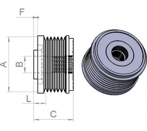 Poulie d'alternateur compatible pour alternateur LUK 535021710 - vue 2