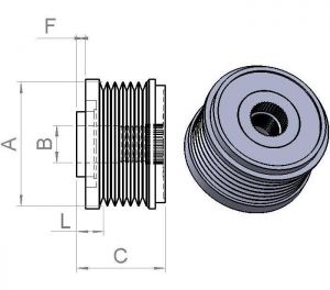 Poulie d'alternateur compatible pour alternateur LUK 5350164010 - vue 2