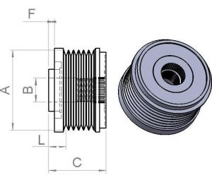 Poulie d'alternateur compatible pour alternateur INA F23656603 - vue 2
