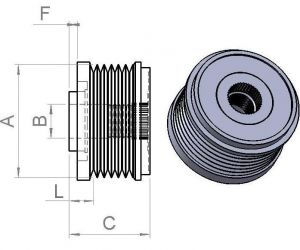 Poulie d'alternateur compatible pour alternateur DENSO 1012101321 - vue 2
