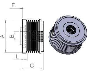 Poulie d'alternateur Litens pour alternateur AUTOSTARTER POLAND AFP3059LITENS - vue 2