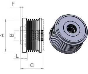 Poulie d'alternateur Litens pour alternateur DENSO 335568 - vue 2