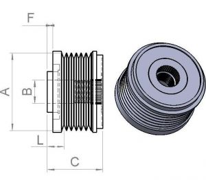 Poulie d'alternateur Litens pour alternateur BOSCH F00M591172 - vue 2