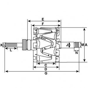Rotor d'alternateur compatible pour BOSCH 1124035029 - vue 2