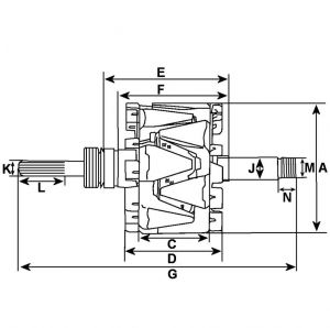 Rotor d'alternateur compatible pour BOSCH 1124033005 - vue 2