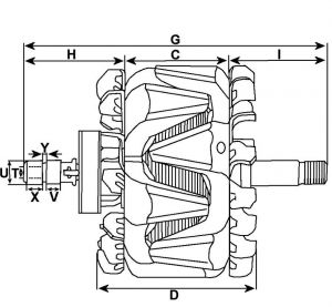 Rotor d'alternateur compatible pour WAI 2821125 - vue 2