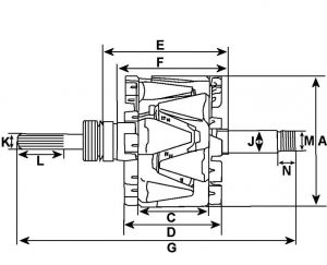 Rotor d'alternateur compatible pour WAI 2821125 - vue 3