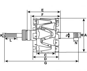 Rotor d'alternateur compatible pour BOSCH 1124035540 - vue 3