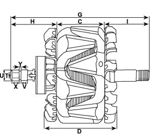 Rotor d'alternateur compatible pour BOSCH 0120340004 - vue 5