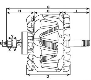 Rotor d'alternateur compatible pour MAGNETON (PAL/SKODA) 9515461 - vue 2