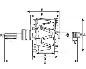 Rotor d'alternateur compatible pour VALEO SG14B012 - vue 2
