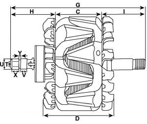 Rotor d'alternateur compatible pour SCANIA 1525447 - vue 3