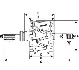 Rotor d'alternateur compatible pour DENSO 1042103431 - vue 2